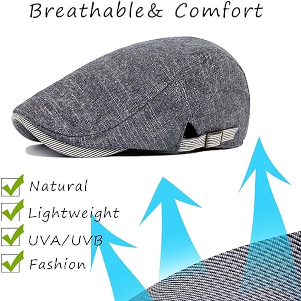 Mænds Flade Beret Cap Justerbar Flade Newsboy Sommerhat med