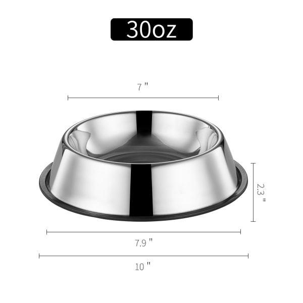 Hundemadsskål i rustfrit stål, skridsikker hundebolle, rustfrit stål