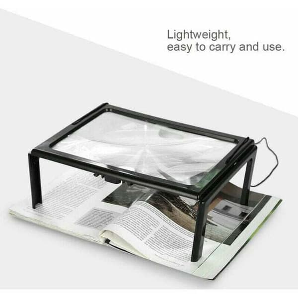 LED-luppe, ultra tynd, foldbar avis A4 fuldside forstørrelsesglas