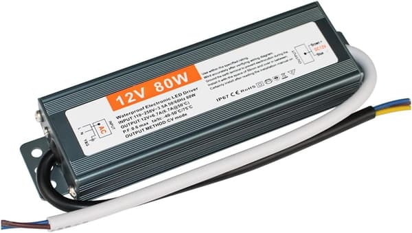 12V 80W LED-transformator, vanntett LED-driver for MR16, GU5.3, MR11 og G4 LED-pærer og striper