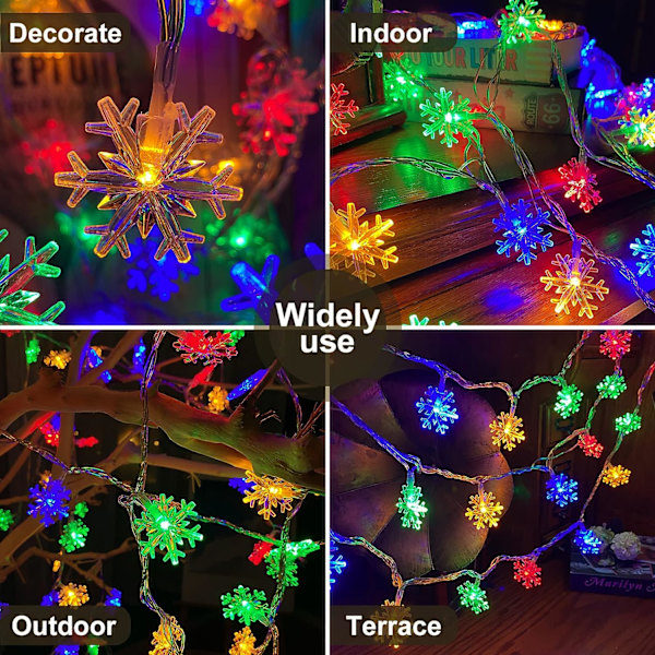 80 LED Julsnöflingor Strängljus, 32ft Inomhus Snöflinga