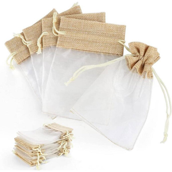 30 stk organza gavepose, trekksnor gavepose, for godteri emballasje