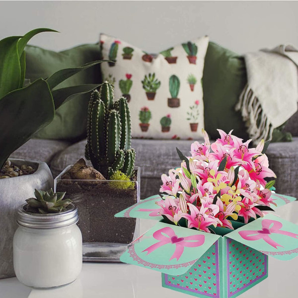 1 Stycke Handgjort Blombukettformad 3D Pop Up Tackkort
