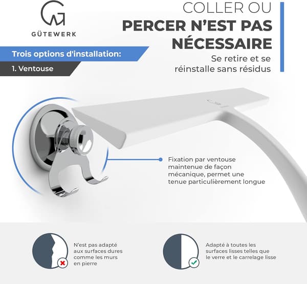 Bruse Squeegee med Sugkop Støtte - 28 cm Hvid - Vindue