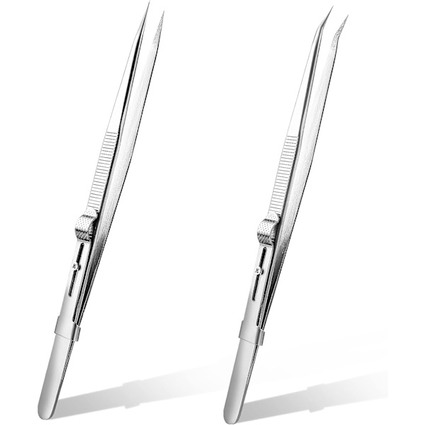 2 stk. diamantsten pincet, rustfrit stål, glide