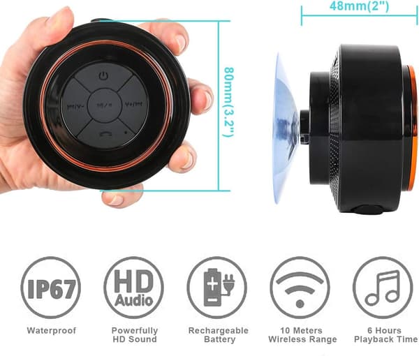 Vanntett dusjhøyttaler Bluetooth-høyttaler for RV-reiser