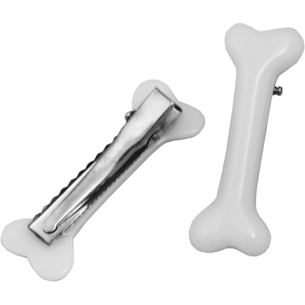 4 stk. Hvide Hunde-Knogle Hårklemmer, Kunstige Hunde-Knogle Hårnåle Alligator Barrettes Julehårtilbehør til Børn