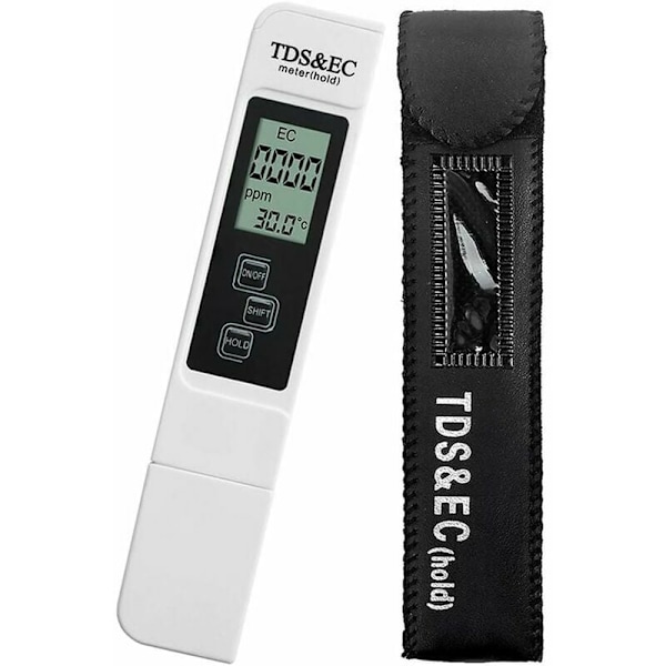 Monitoiminen digitaalinen TDS-mittari 3-in-1 mittaa TDS:n, EC:n ja lämpötilan