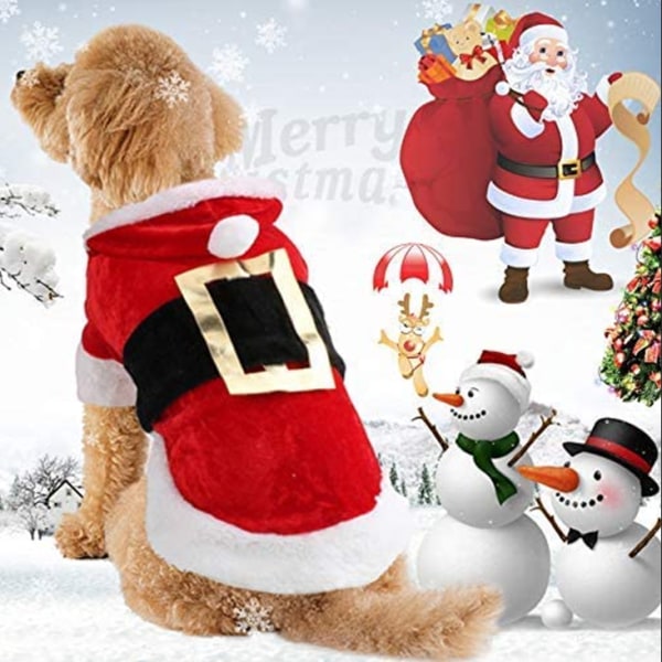 Christmas Dog Costume Cotton Pet Clothes Winter Hooded Coat