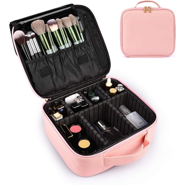 Rosa sminkeveske Travel Makeup Case Profesjonell organiseringsveske