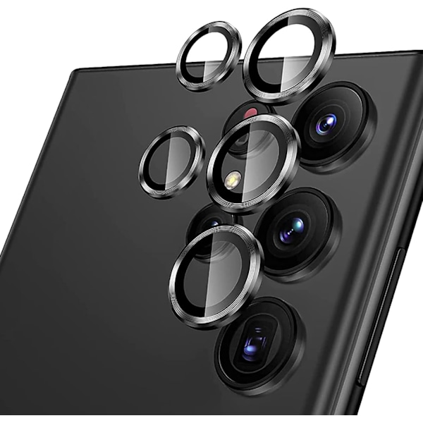 5-pack Kameralinskydd för Samsung Galaxy S24 Ultra, 1 set 9H Härdat Glas med Metallring