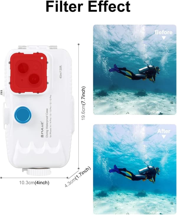 40m/130ft Vanntett dykkerhus for iPhone 15 Pro Max/15 Plus /14 Plus / 14 Pro Max / 13 Pro Max /12 Pro Max