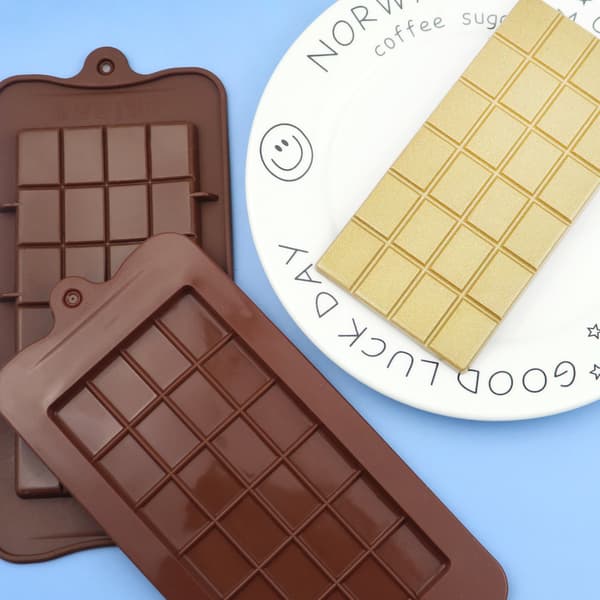 Sæt med 4 Madkvalitets Ikke-Klæbende Silikon Chokoladebarforme til