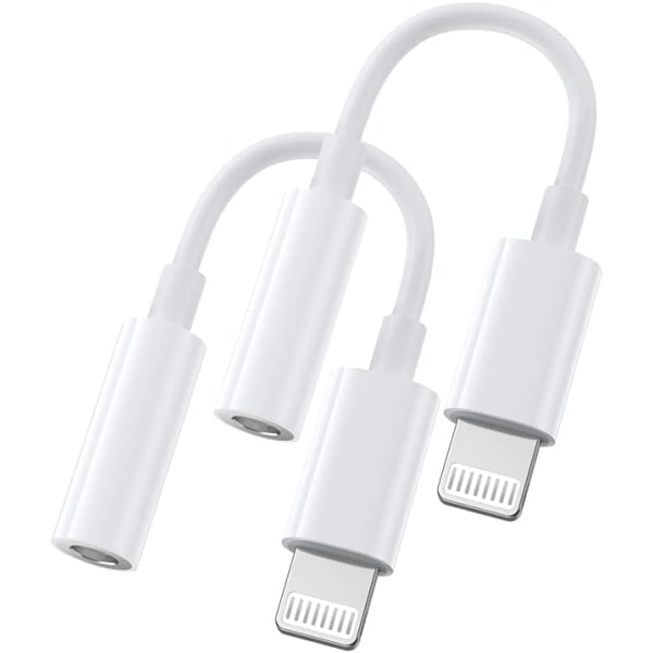 【2 paket】 Lightning+jack-adapter 3,5 mm MFi-certifierade hörlurar