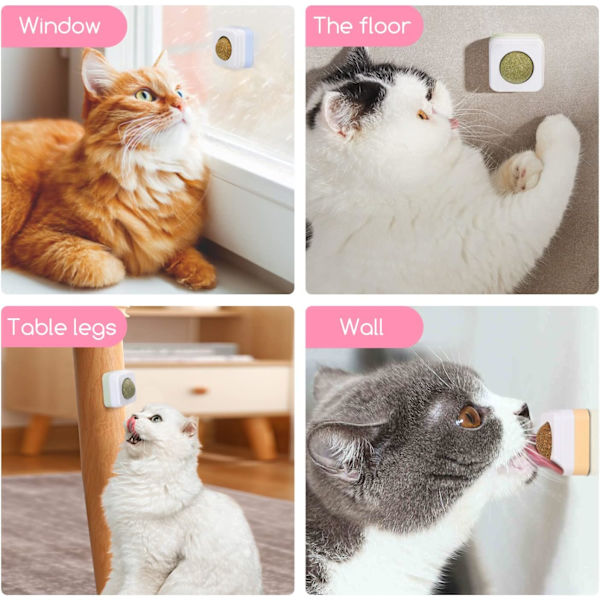 Kattmynta Boll Leksak, 3 i 1 Ätbara Kattmynta Bollar Leksak, 360° Roterande