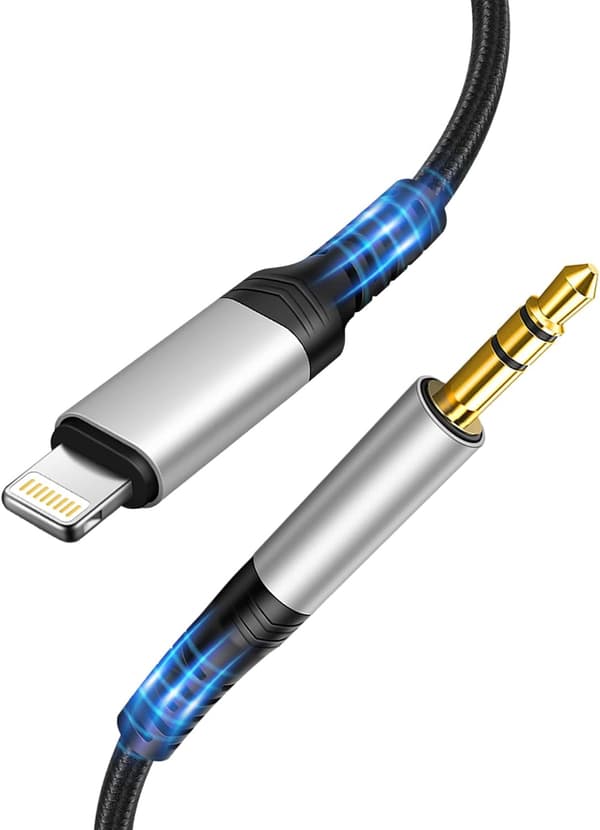 Biltillbehör ljudkabel för iPhone, 1m stereo hane lightning