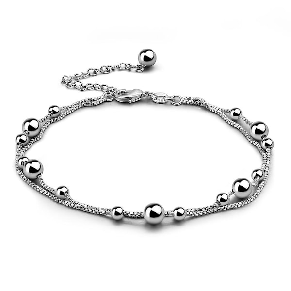 925 Sterling Silver Dubbel Box Kedja Fotkedja Barfota Strand Smycken 28cm