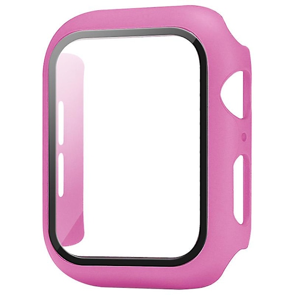 Rose rødCase Kompatibel med Apple Watch 44MM, 2 i 1 Beskyttelse PC Herding Etui og HD Herdet Glass Film for iwatch 44MM Skjermbeskytter Tilbehør