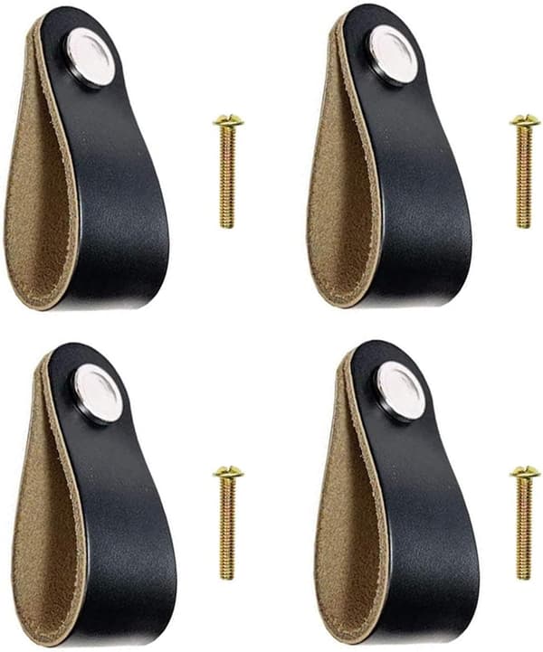 Läder Låda Handtag 4st Svart Skåp Handtag Läder