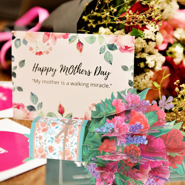 1 stycke Pappersblombukett 3D Pappersblommor Gratulationskort