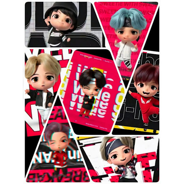 7 st/set BTS TinyTAN Mini Figur Bangtan Boys Grupper BTS Anime Figur Leksak TOP Grupp A.R.M.Y Present Idol Dock PVC Modell Prydnad Kpop Merchandise