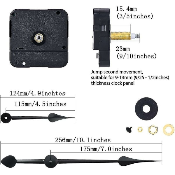 1 set högt vridmoment lång axel klockrörelse klockmotor med 7 tum spade händer