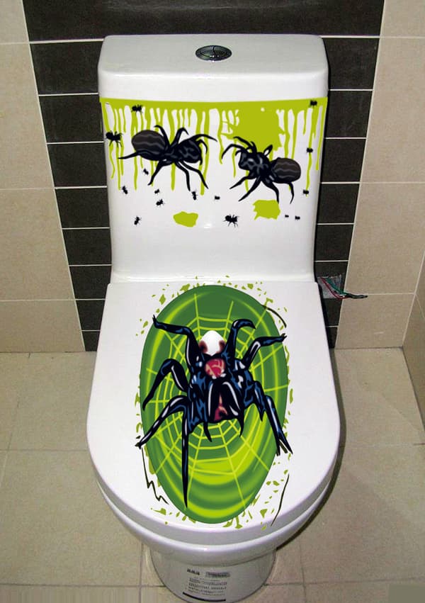 2-pak Halloween Toalettsete Deksel 3D Horror Morphing Dekal for