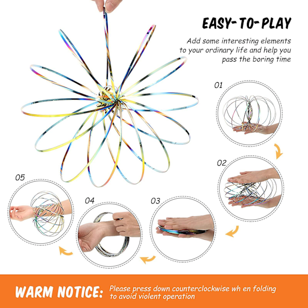 Flow Rings Toys 3D Arm Spring Magic Flow Ring Rustfritt Stål Multi Sensorisk Pedagogisk og Interaktivt Fjærleketøy