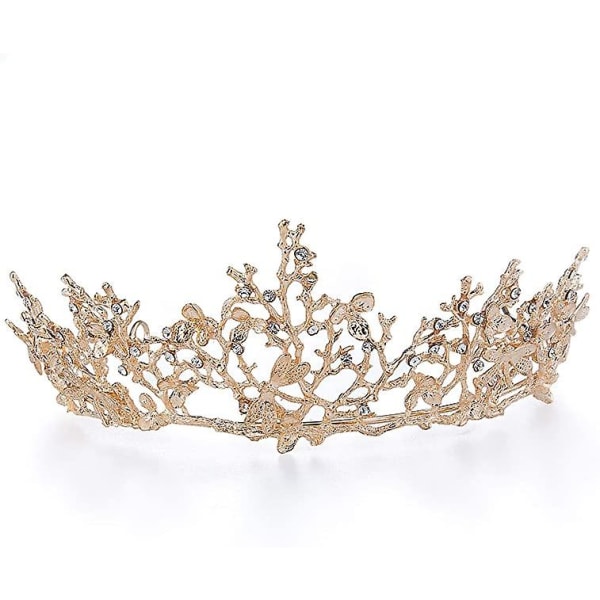 Roséguld bröllopskrona Tiara med strass för kvinnor, barock tiara, brudhårsmycken för bröllop, skönhetstävlingar, prinsessfester