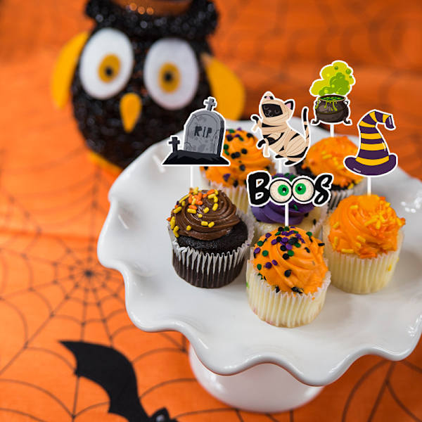 Halloween kagedekorationsplugin 12 stk cupcake flag indsættelse