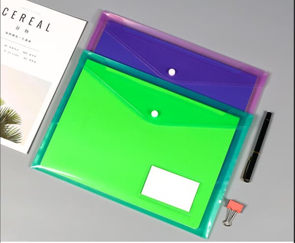 20 Pak A4 Plastikmappe (Grøn) - Dokumentlommer - Trykknap