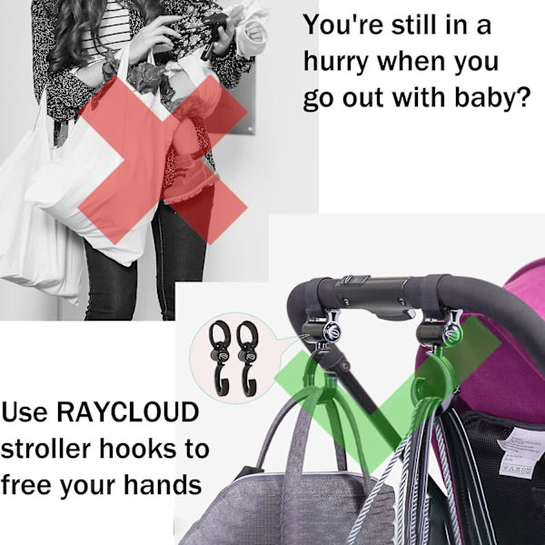 Baby Barnvagnskrokar För Leksaker, Barnvagnskrokar Universal Skötväskkrok För Barnvagn 360 Rotation Stora Barnvagnskrokar För Shopping Bil Baksäte Krokar