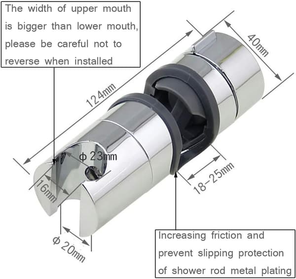 Udskiftningsbeslag til håndbruser til glidebom 19-25MM justerbar bruserstang