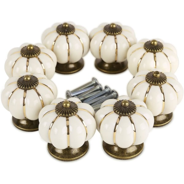 8 stycken (beige, 36mm * 38mm) Keramiska Vintage Pumpa Skåp Låda