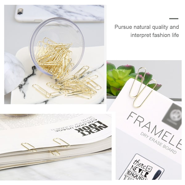 Guld papirclips i elegant hvid marmor magnetisk clip holder