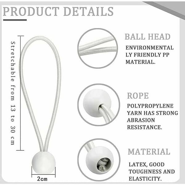 75-pack elastiska snören med bungekulor - Perfekt för att fästa