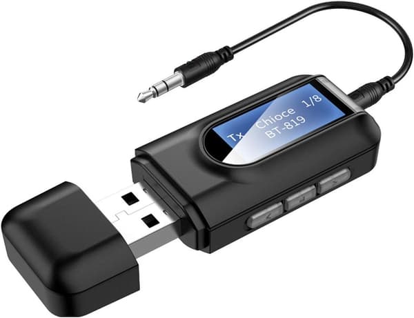 Bluetooth-sovitin 5.0 lähetin, LCD-näytöllä, vastaanotin,