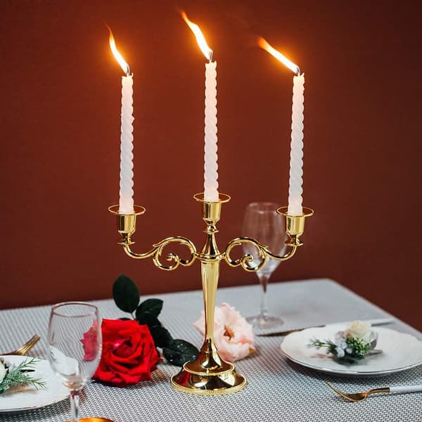3 Lysestaker til Bryllup (Gull), Sink Legering Lys, Spisebord
