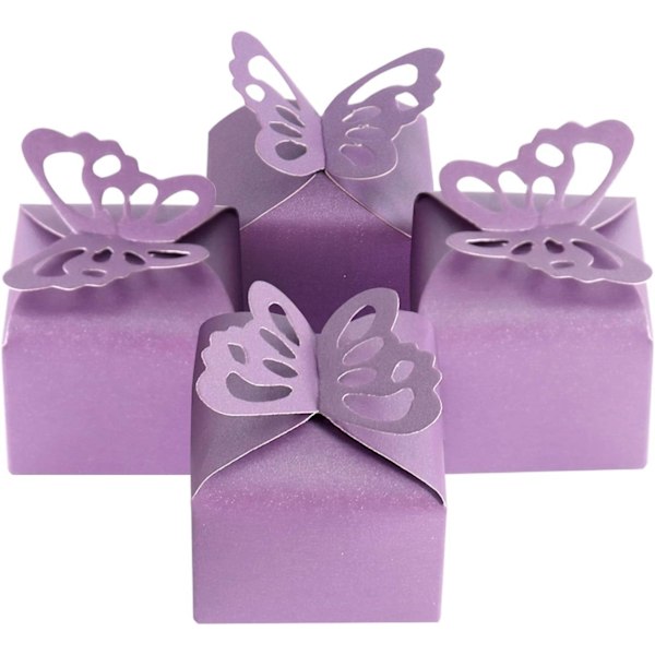 50 stk. Lilla Sommerfugl Favor Bokse Pige Baby Shower Sommerfugl Dåse