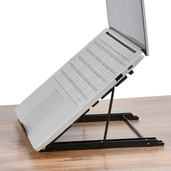 1 x Justerbar Sort Ventileret Laptop Stativ, Vipbar Sort