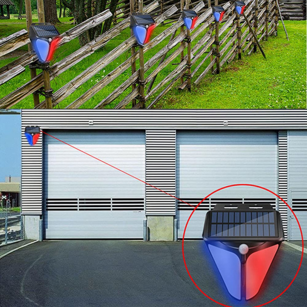 Solcelled blinkende advarselslys, udendørs 2 stk. med 90DB alarm