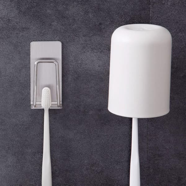 2-pack Självhäftande Väggmonterad Tandborste i Rostfritt Stål
