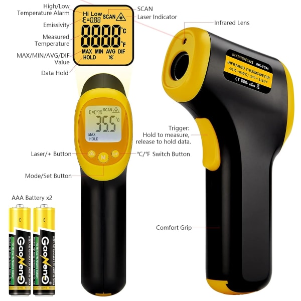 Infraröd Termometer, INK-IFT04 Kontaktlös Digital Industriell