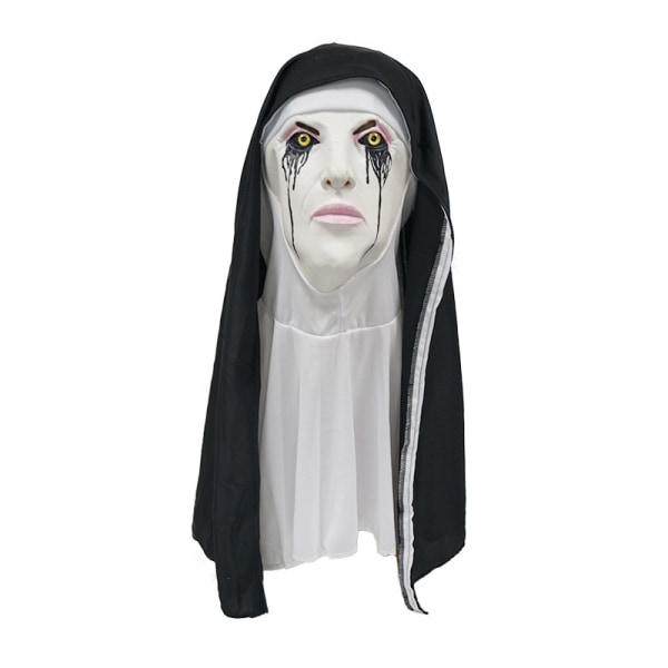 1 ST Halloween-mask, latexläskig nunnamask, skrämmande halloweenfest