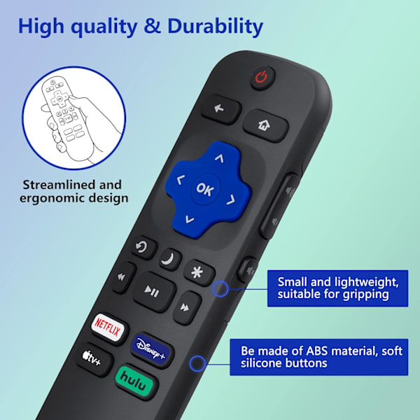Universal Ersättningsfjärrkontroll Kompatibel med Roku TV, för TCL/Hisense/Sharp/Philips/JVC/RCA/Magnavox/Sanyo/LG/Haier