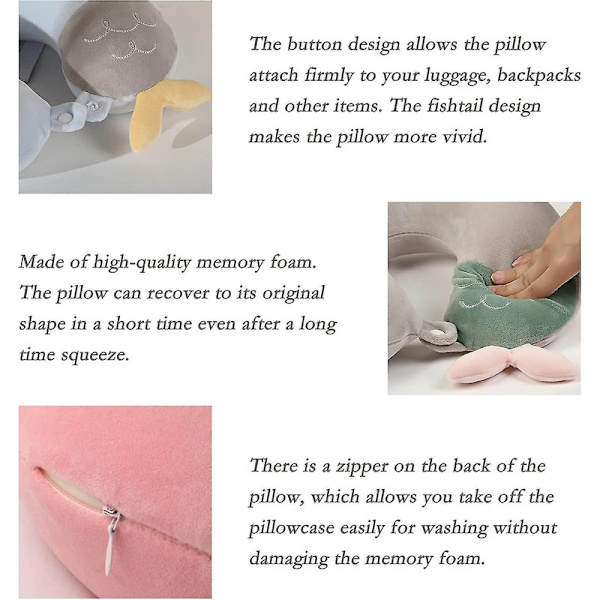 Rejsepude - Blød Memory Foam Nakkepude Til Voksne, Børn, Børn, Praktisk & Bærbar U-formet Nakkepude