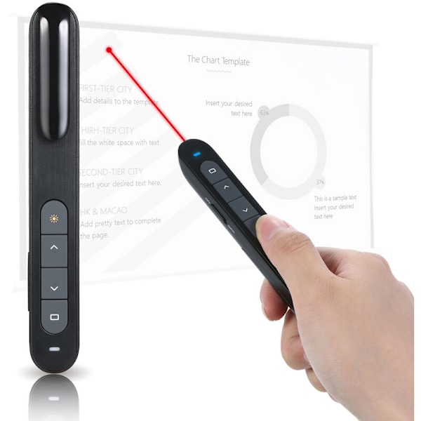 2.4GHz Trådlös PowerPoint Presentation Pointer Laserprojektor, Svart