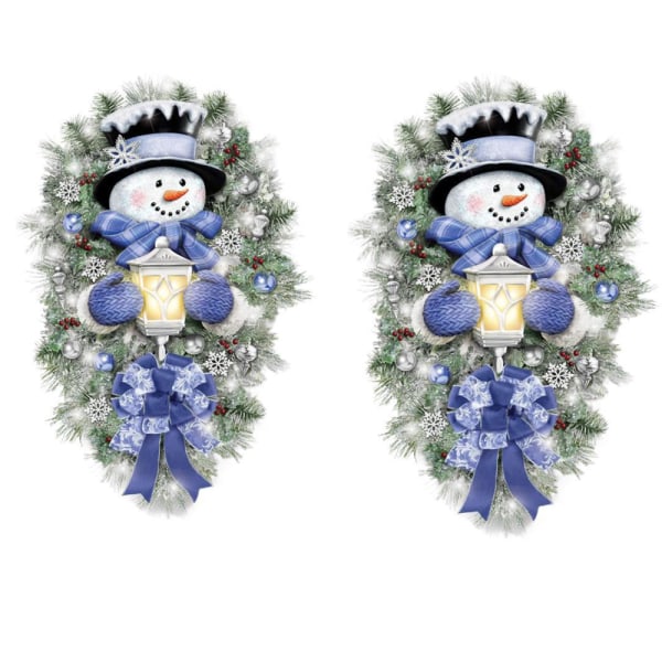 Julklappsväggsdekaler 2 st Snögubbe Krans Design Dekorativa