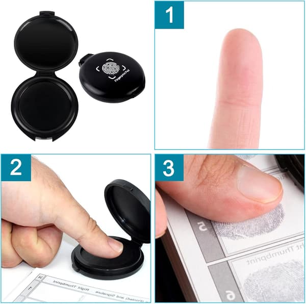 2 stk. Sort Fingerprints Blækpude, Professionel Sort