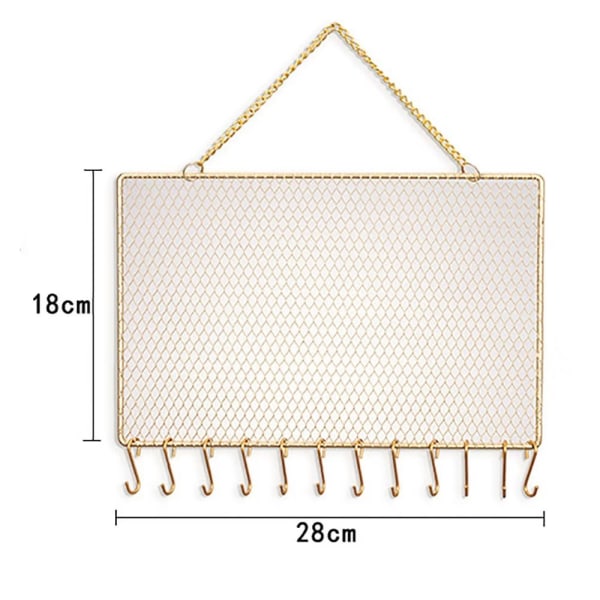 1 stykke (18 * 28 cm) Henge Smykkeorganisator, Metallisk Veggmontert